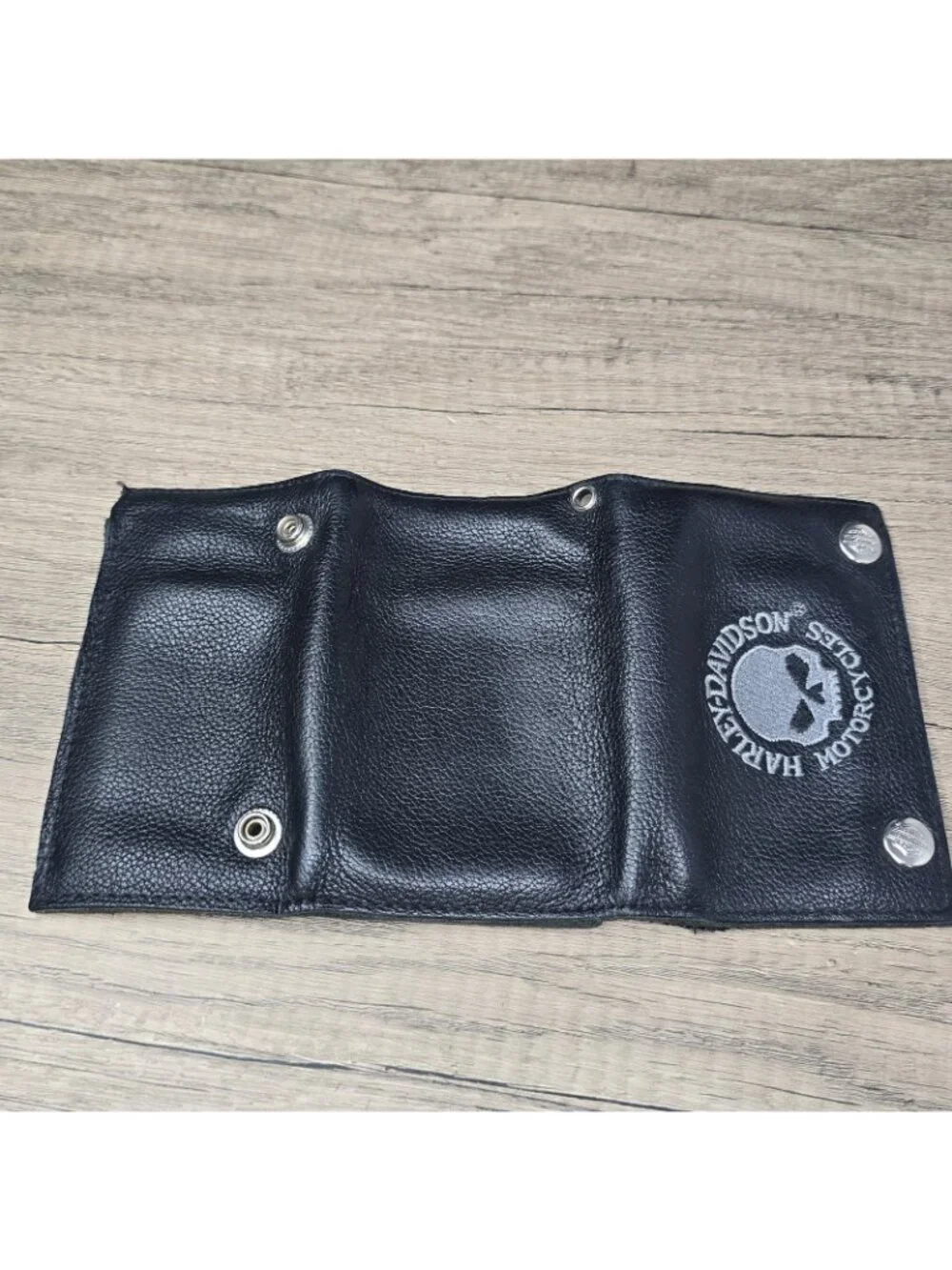 Men's Harley Davidson Tri Fold Snap Folding Wallet Pebble Leather Vintage
